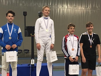 Njård Fektings Marcus Vokes Brobakken tok bronse i Nordisk for gutter 14  år.